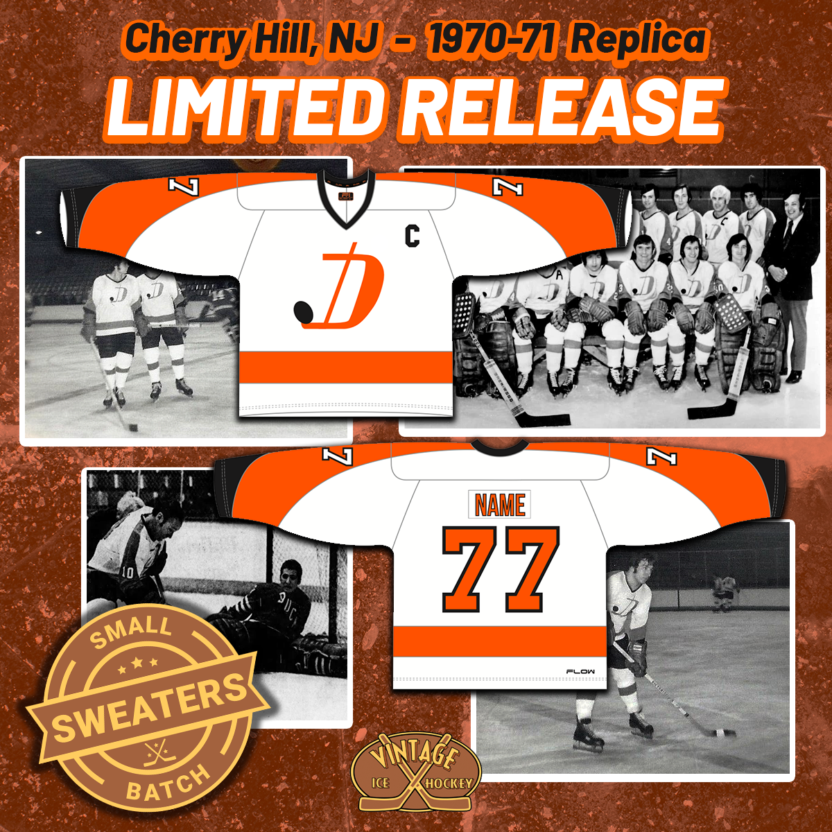 Jersey Hockey Club 1970 Replica Jersey (PREORDER) Vintage Ice Hockey
