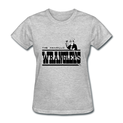 Amarillo Wranglers Black Logo Women's T-Shirt (CHL) - heather gray