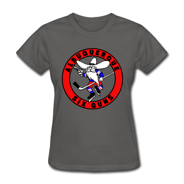 Albuquerque Six Guns Text Logo Women's T-Shirt (CHL) - charcoal