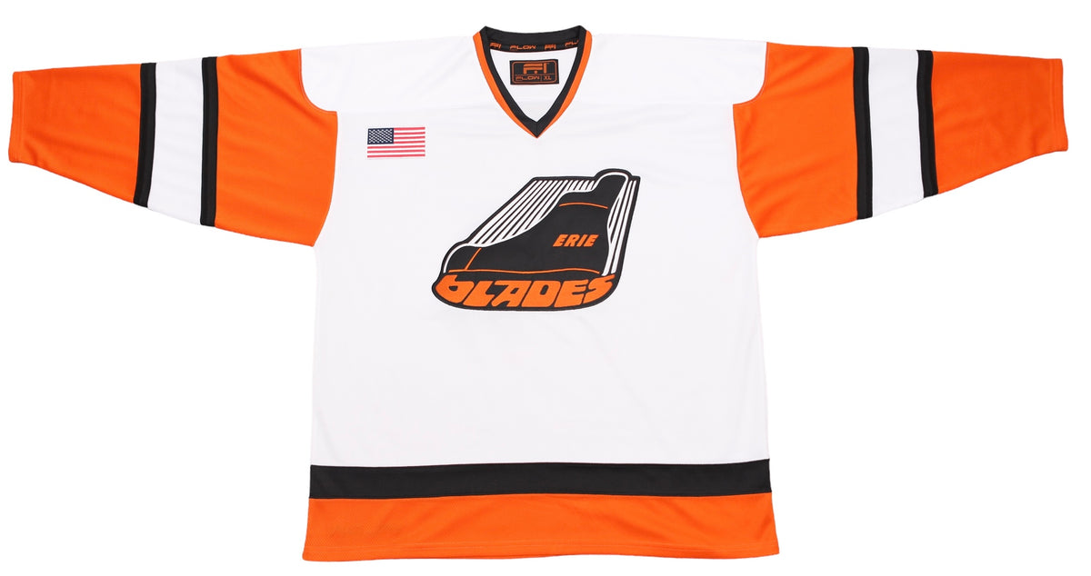 Erie Blades 197980 White Jersey (BLANK PREORDER) Vintage Ice Hockey