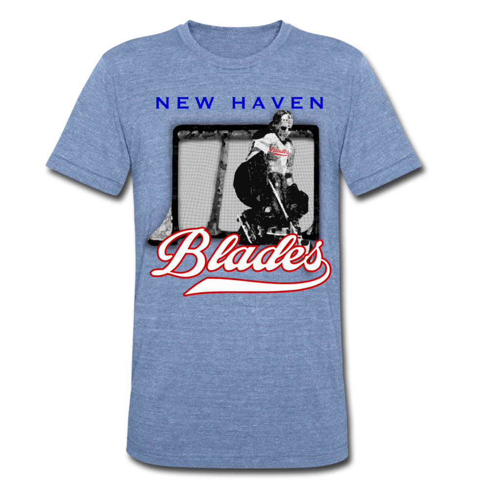 New Haven Blades Goalie T-Shirt (Tri-Blend Ultra Light) - heather Blue