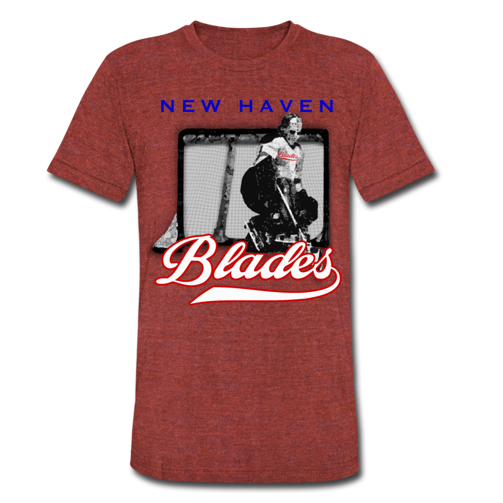 New Haven Blades Goalie T-Shirt (Tri-Blend Ultra Light) - heather cranberry