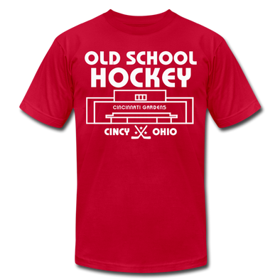 Cincinnati Gardens Old School Hockey T-Shirt (Premium Lightweight) - red