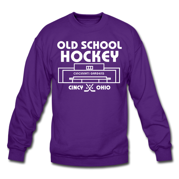 Cincinnati Gardens Old School Hockey Crewneck Sweatshirt - purple