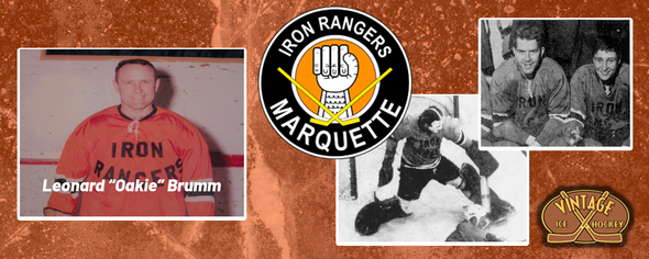 Marquette Iron Rangers Hockey including photos of Oakie Brumm and the Iron Rangers logo