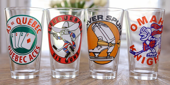 Vintage Ice Hockey Pint Glasses