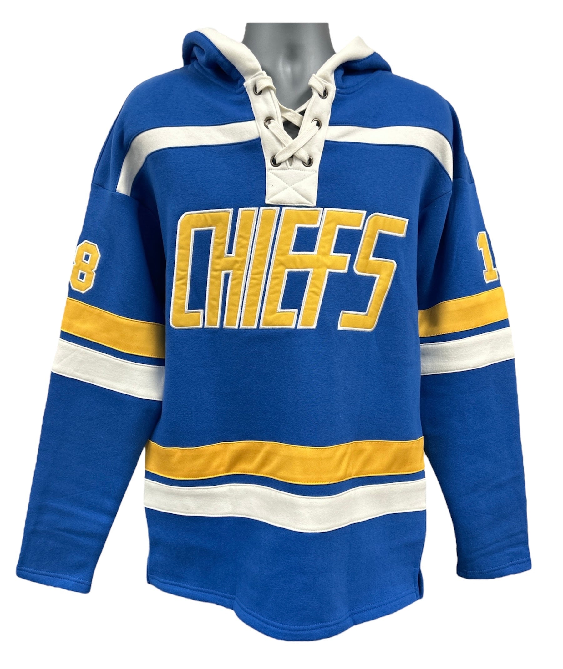 Charlestown Chiefs Heavyweight Hoodie Blue (#18 Hanson)