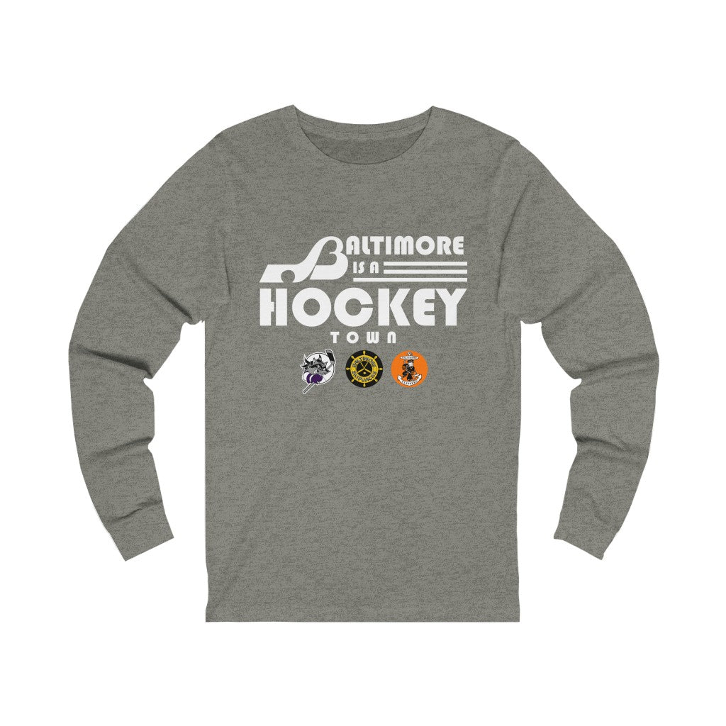 Baltimore is a Hockey Town Long Sleeve Shirt - Grey TriBlend