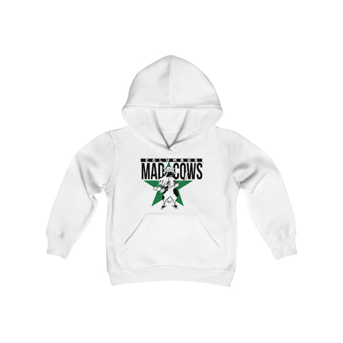 Columbus Mad Cows Hoodie (Youth) in white, back view, plain back