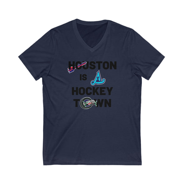 Houston is a Hockey Town Women's V-Neck T-Shirt