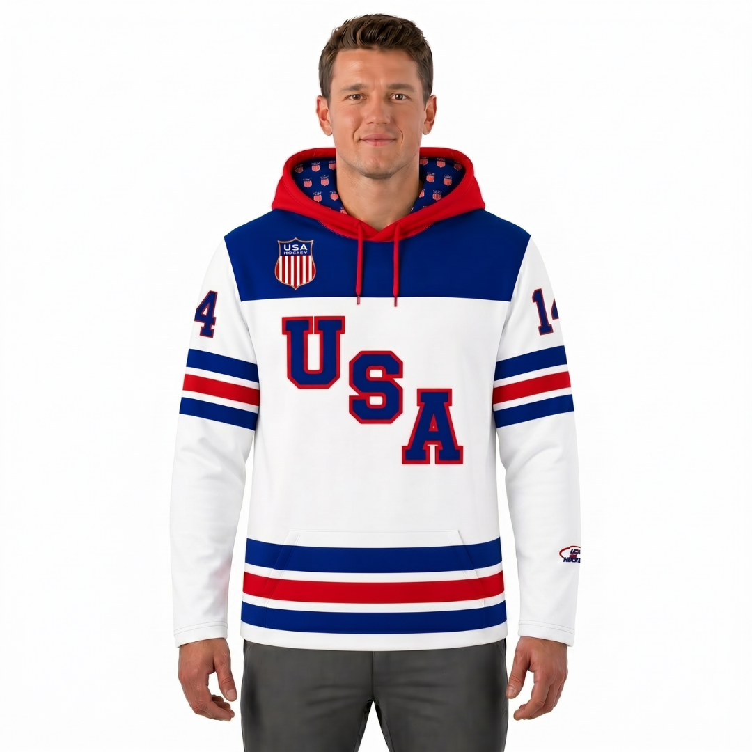 Brock Faber #14 (2026 Gold Champ) USA Hockey Licensed Replica Jersey Hoodie