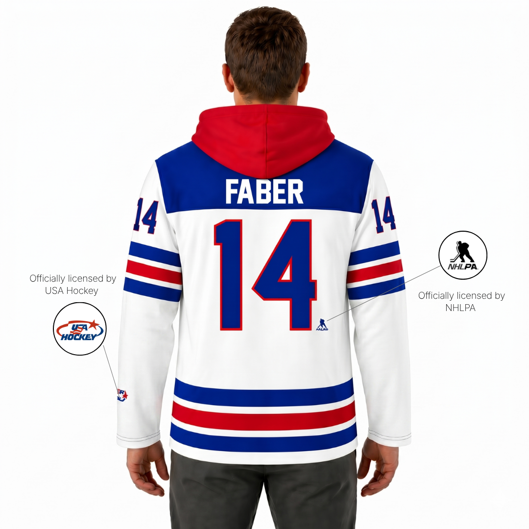 Brock Faber #14 (2026 Gold Champ) USA Hockey Licensed Replica Jersey Hoodie