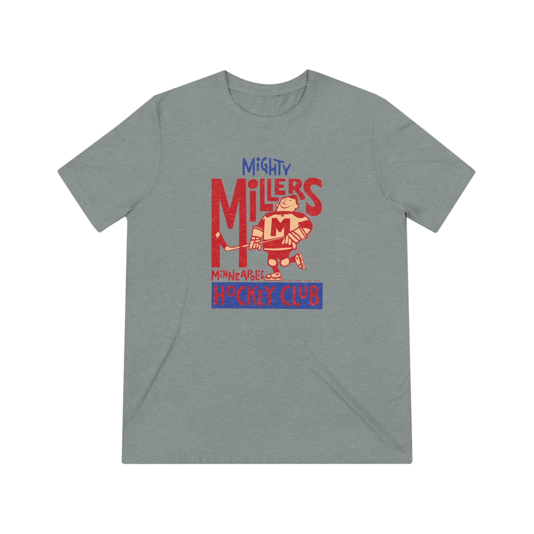 Vintage Ice Hockey Minneapolis Mighty Millers T-Shirt (Tri-Blend Super Light) Athletic Grey Triblend / M