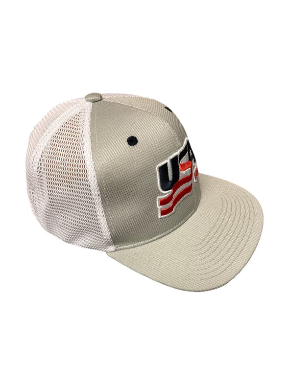 USA Hockey Official Licensed Logo Flat Brim Hat Gray and White