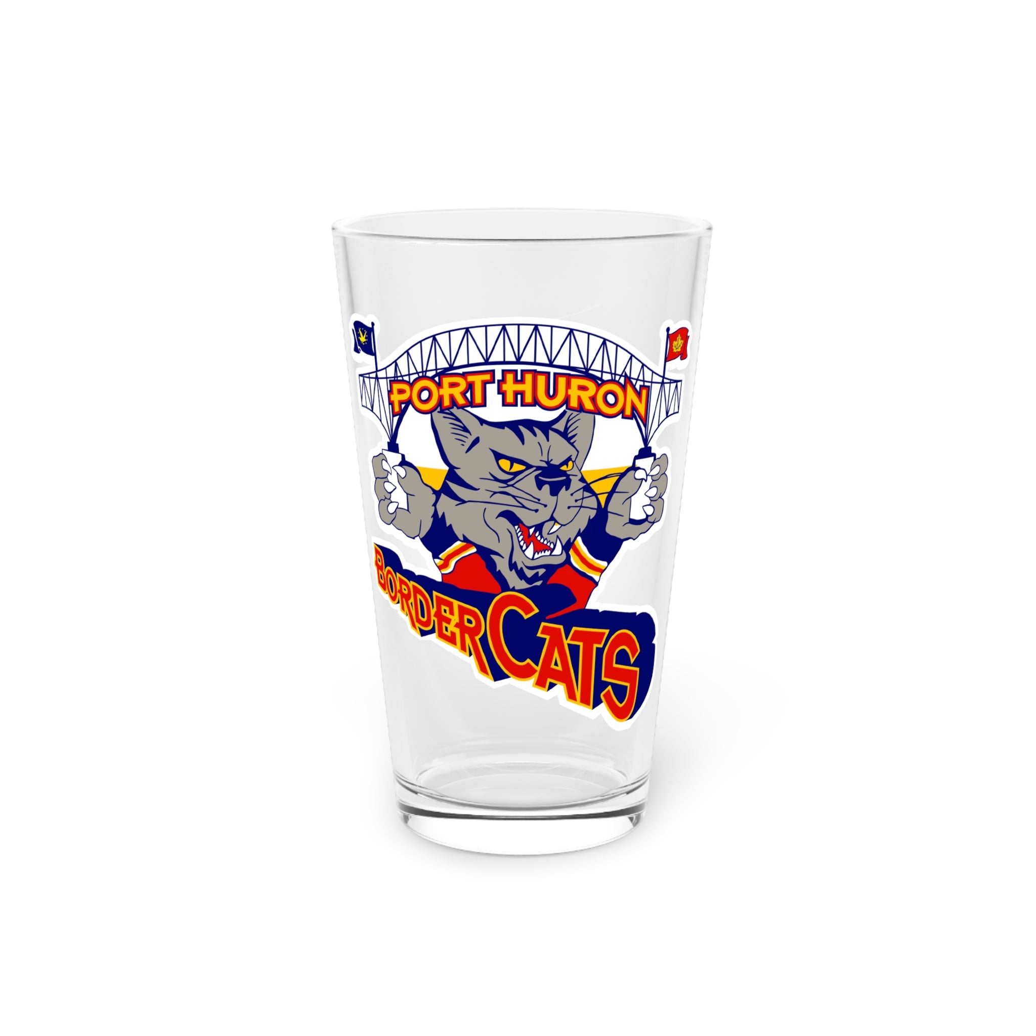 Port Huron Border Cats Pint Glass Vintage Ice Hockey