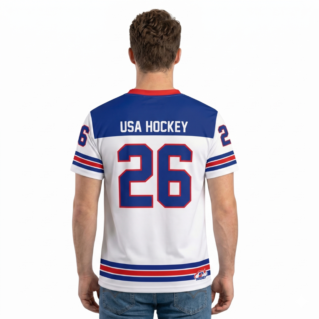 USA Hockey Officially Licensed 2026 Jersey Replica White T-shirt