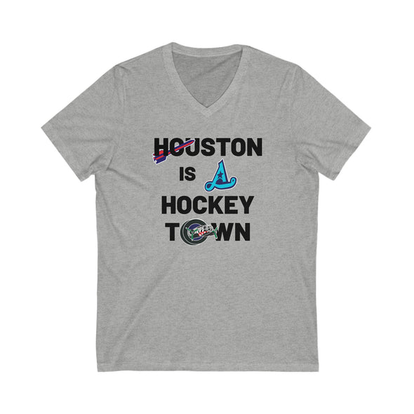 Houston is a Hockey Town Women's V-Neck T-Shirt