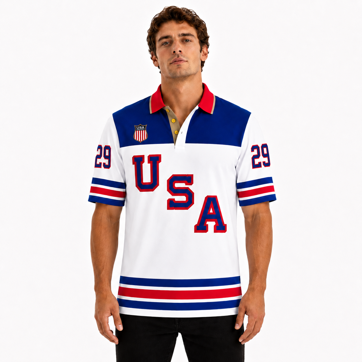 Brock Nelson - USA Hockey 2026 Officially Licensed Summer - White Polo