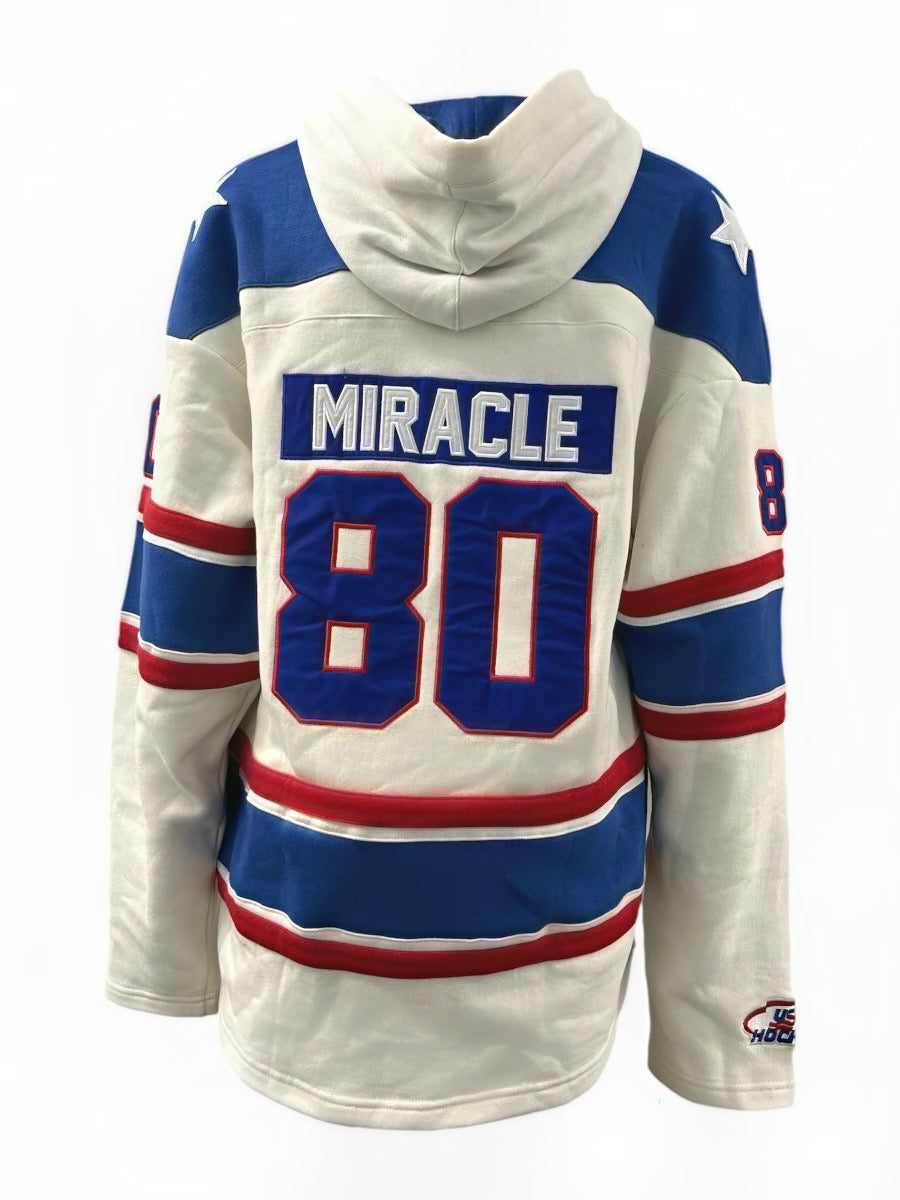 1980 Miracle on Ice  45th Anniversary (1980-2025) Official Lace Hoodie- White