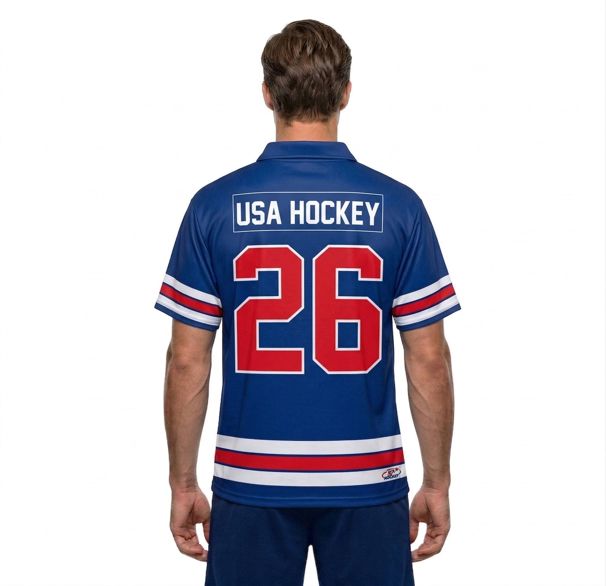 USA Hockey Officially Licensed 2026 Jersey Replica Blue Polo Shirt