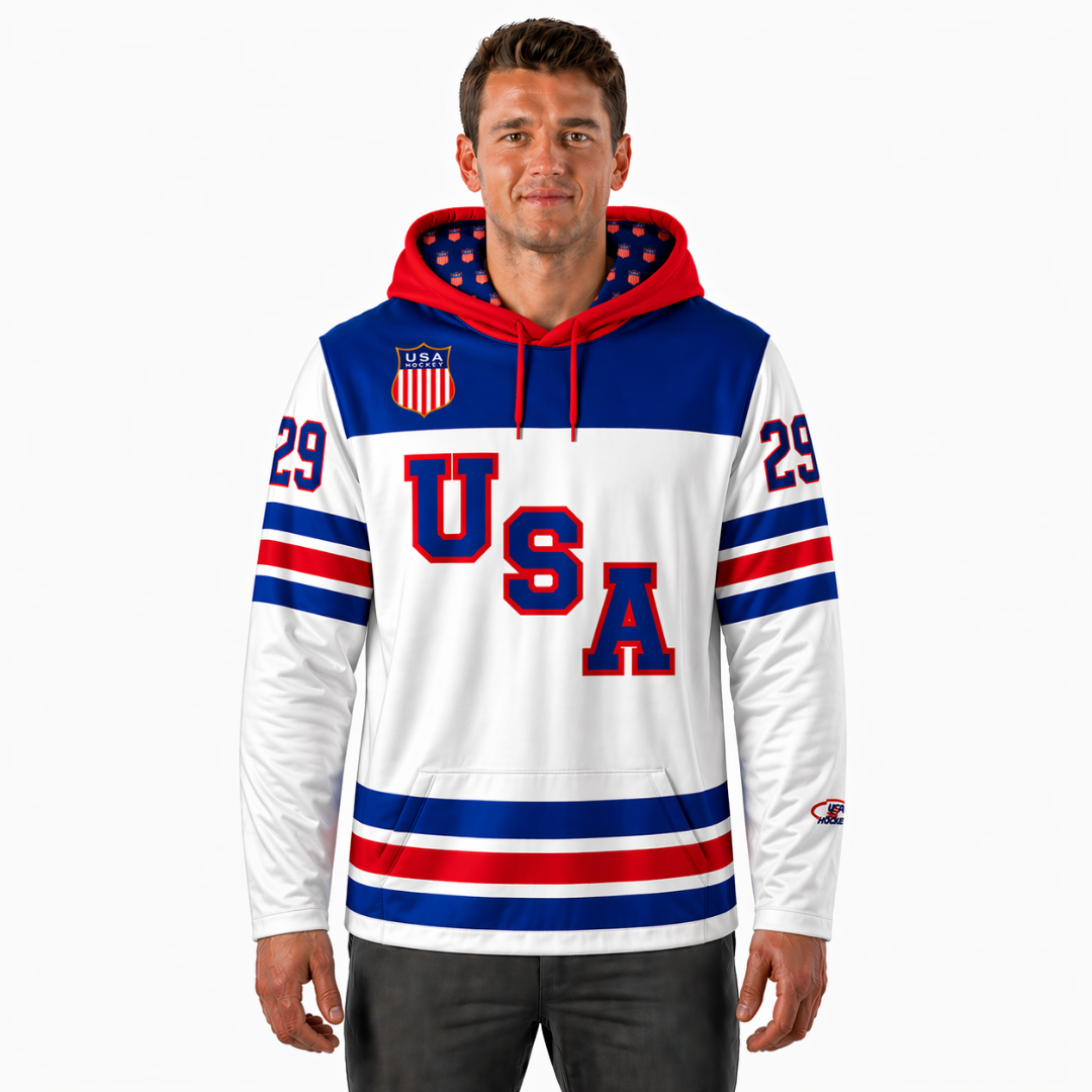 Brock Nelson #29 (2026 Gold Champ) USA Hockey Officially Licensed Jersey Hoodie