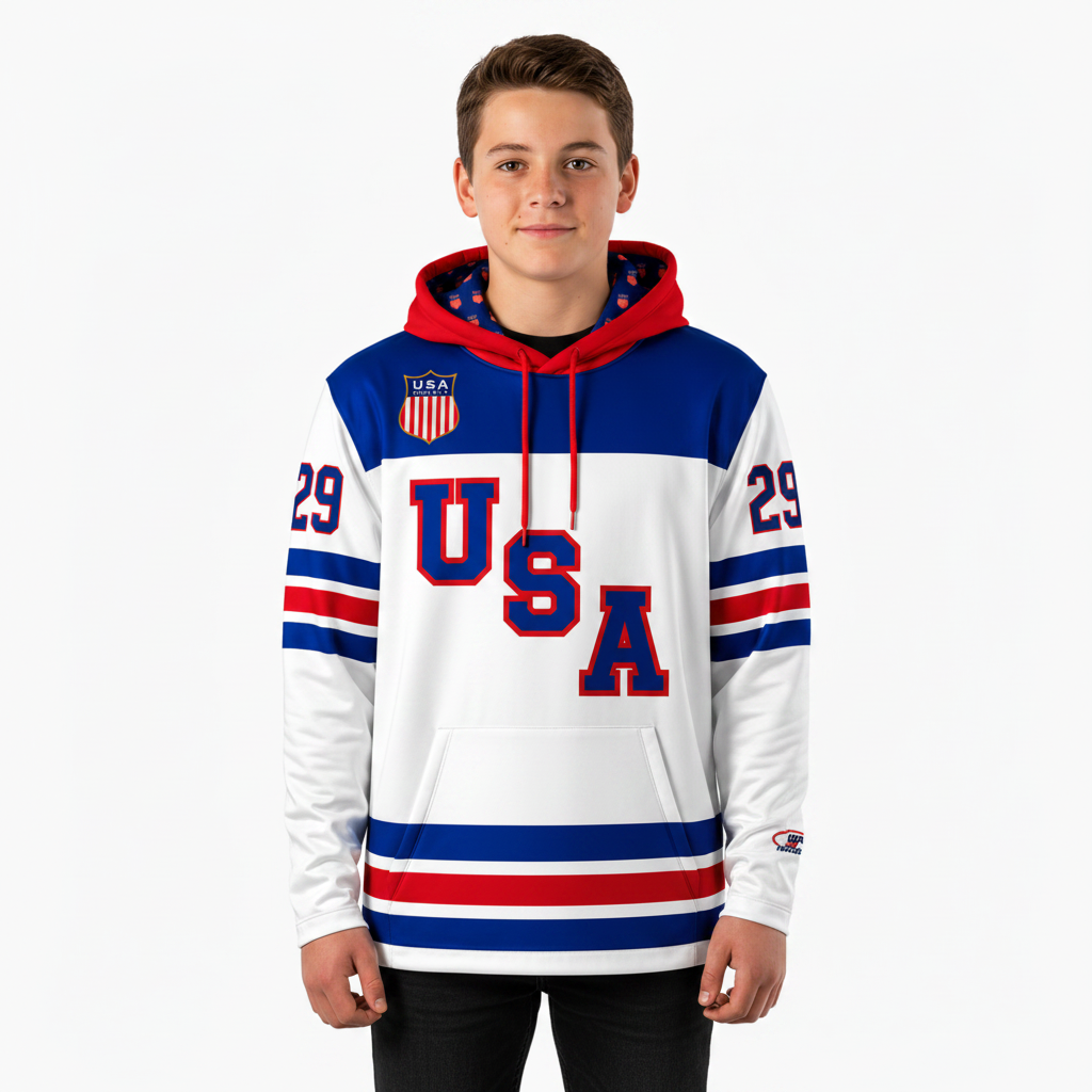 Brock Nelson #29 (2026 Gold Champ) USA Hockey Officially Licensed Jersey Hoodie