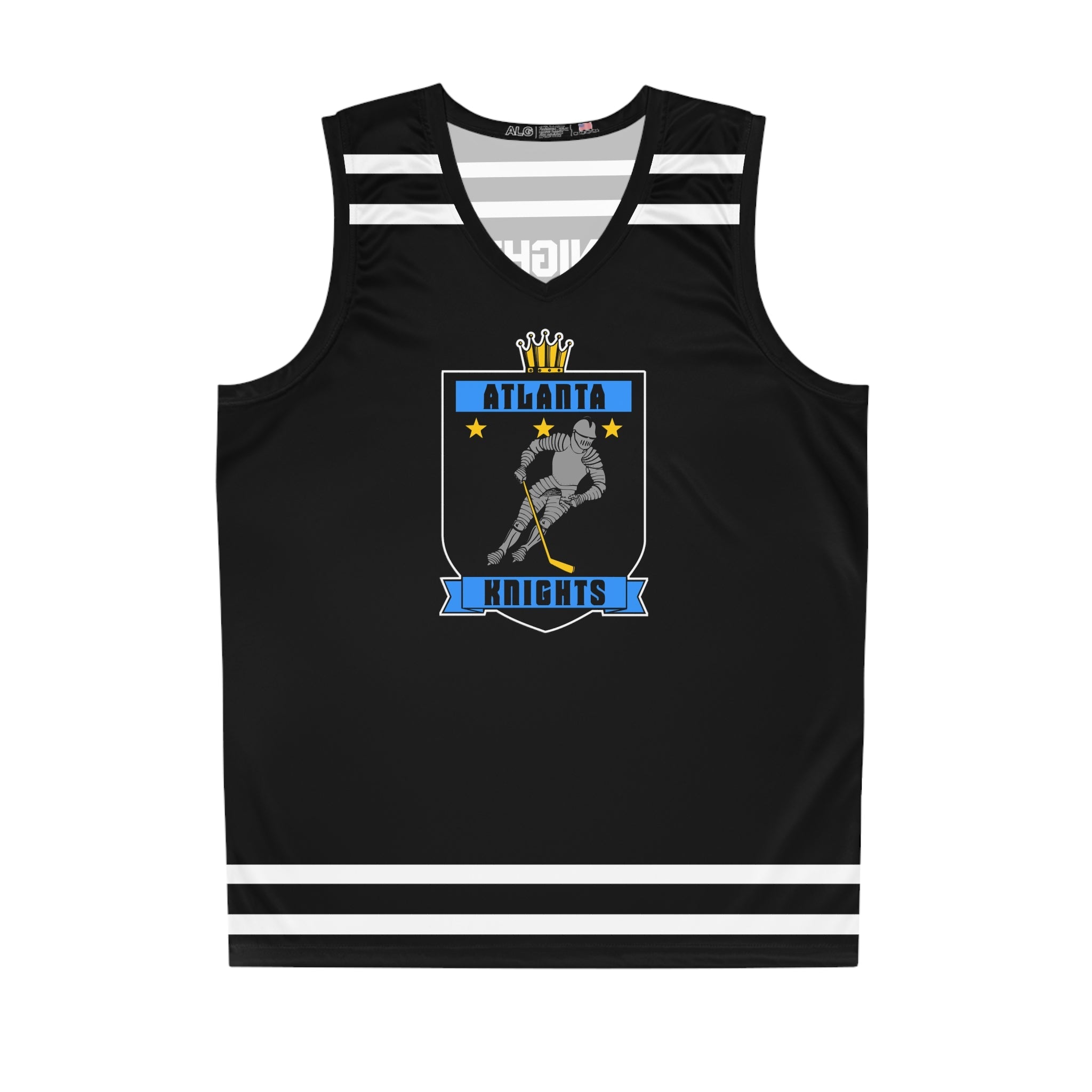 CLEARANCE Atlanta Knights Tank Top in black with the knight skater in a black shield with a crown on the front