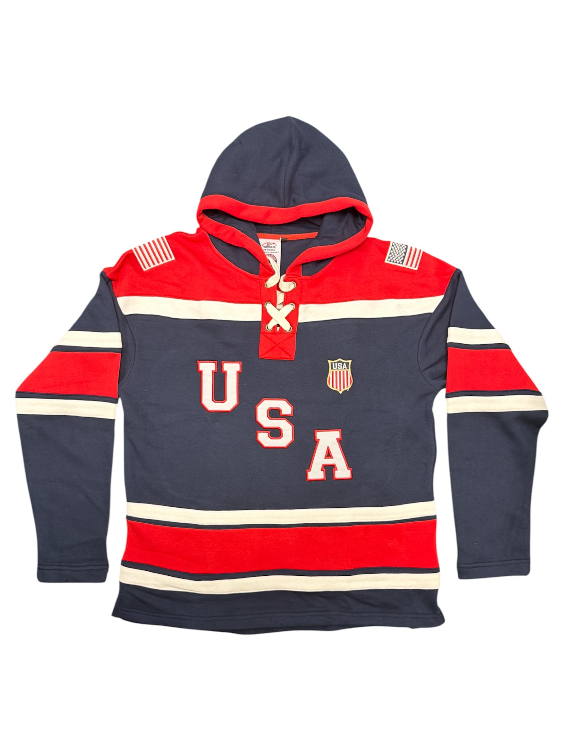 USA Hockey Logo Lace Cotton Embroidered Hoodie