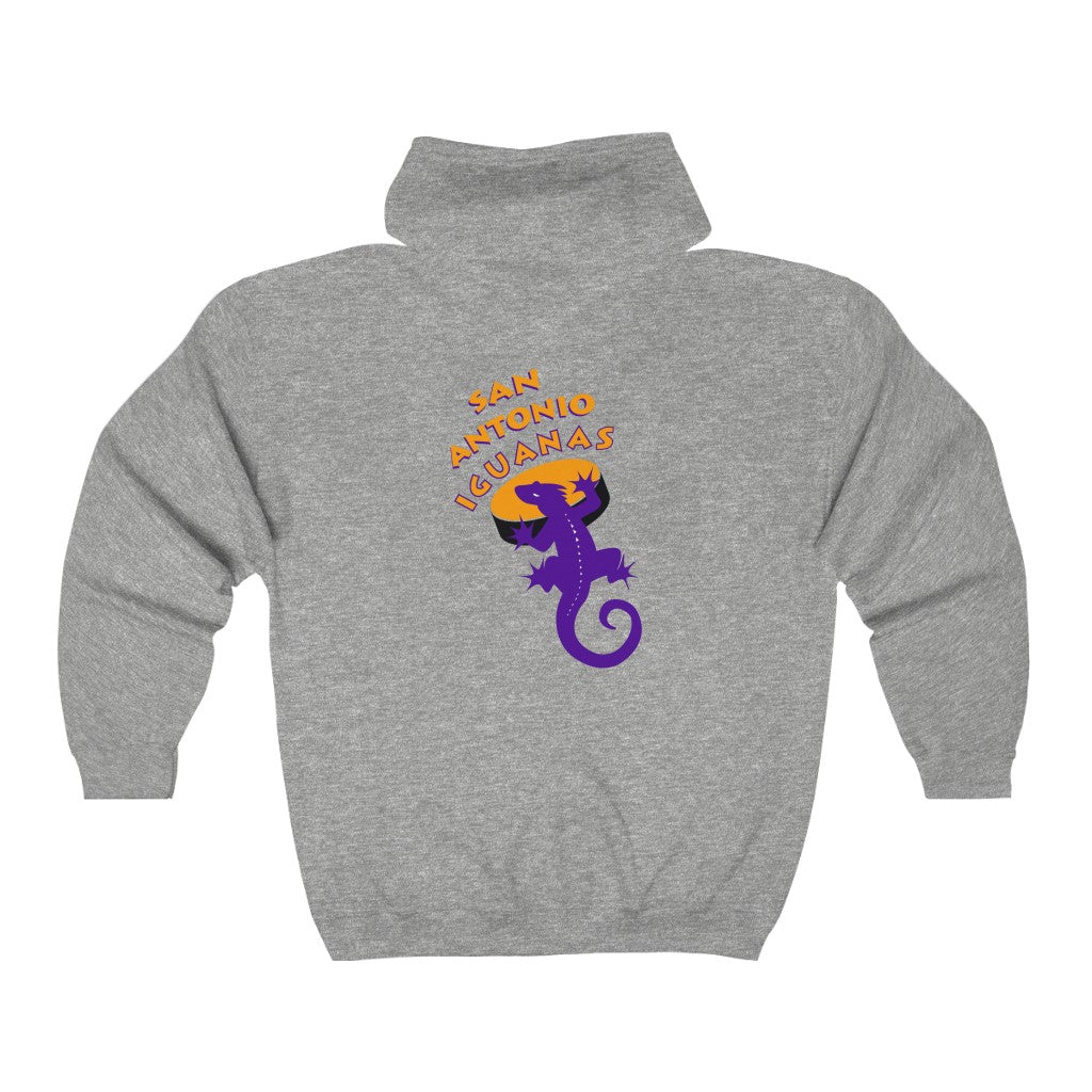 San Antonio Iguanas Hoodie (Zip), front, plain (design is on the back)