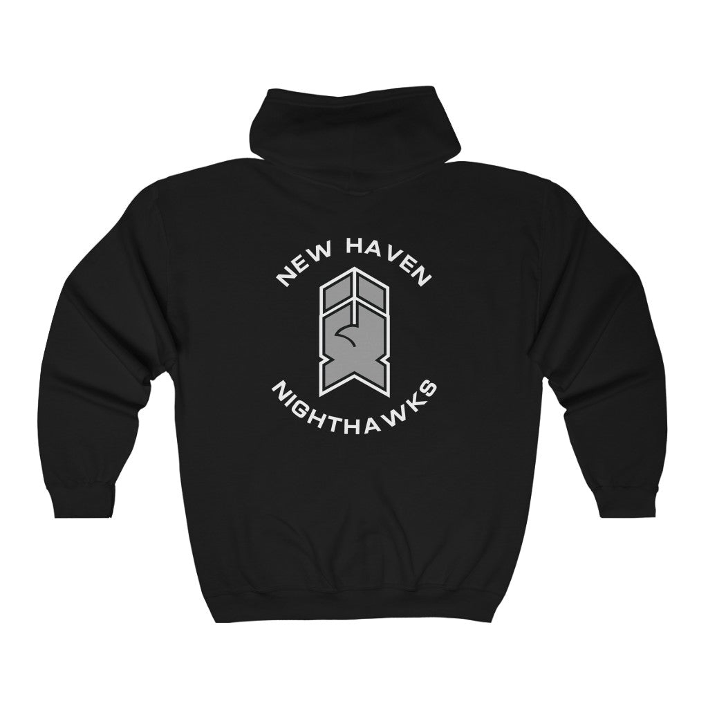 New Haven Nighthawks 1990s Hoodie (Zip), front, plain (design is on the back)