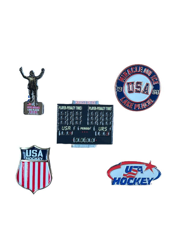 Miracle on Ice 1980 USA Hockey Team Official 5 Collectors Pin  Set