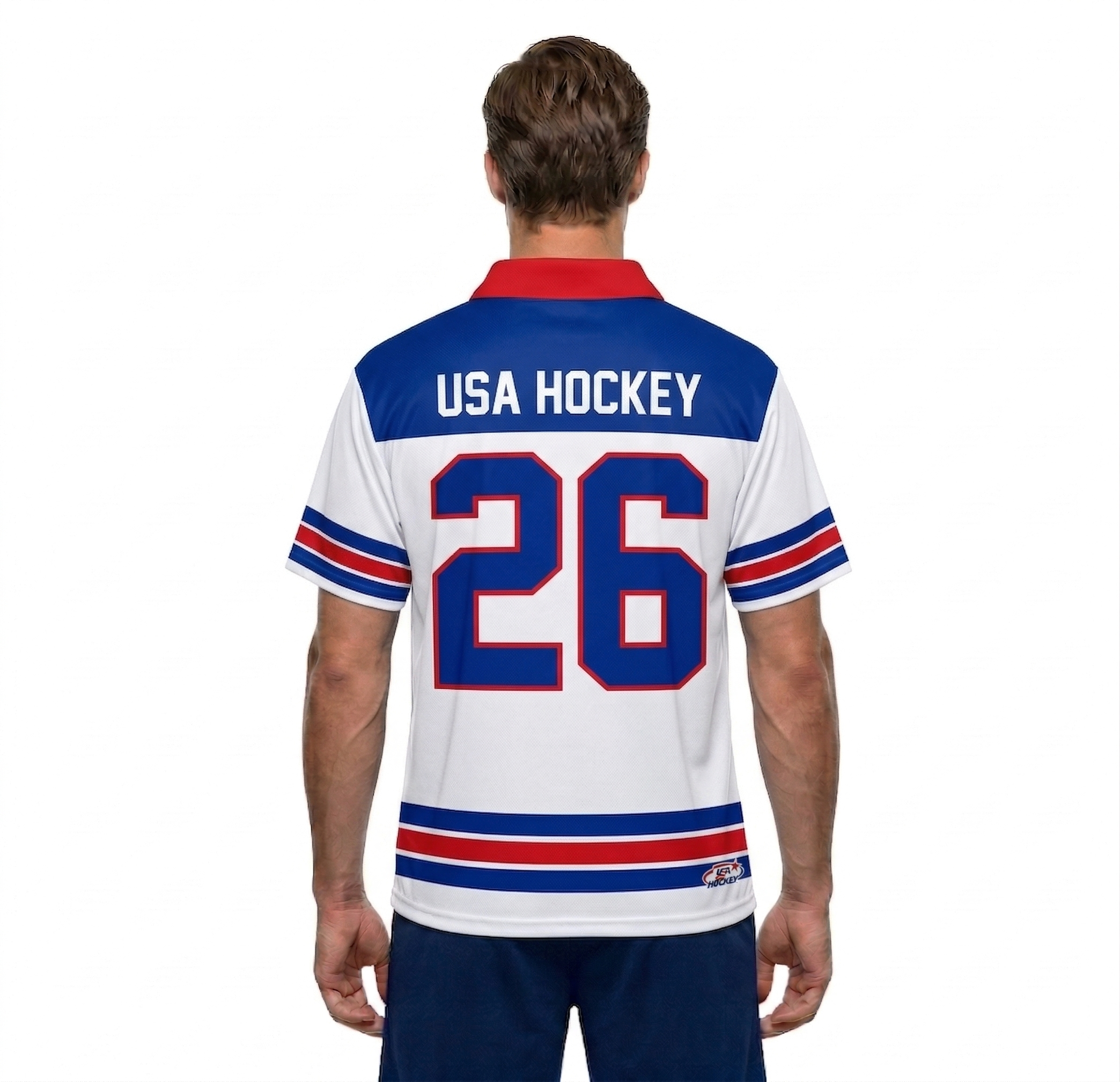 USA Hockey Officially Licensed 2026 Jersey Replica White Polo Shirt
