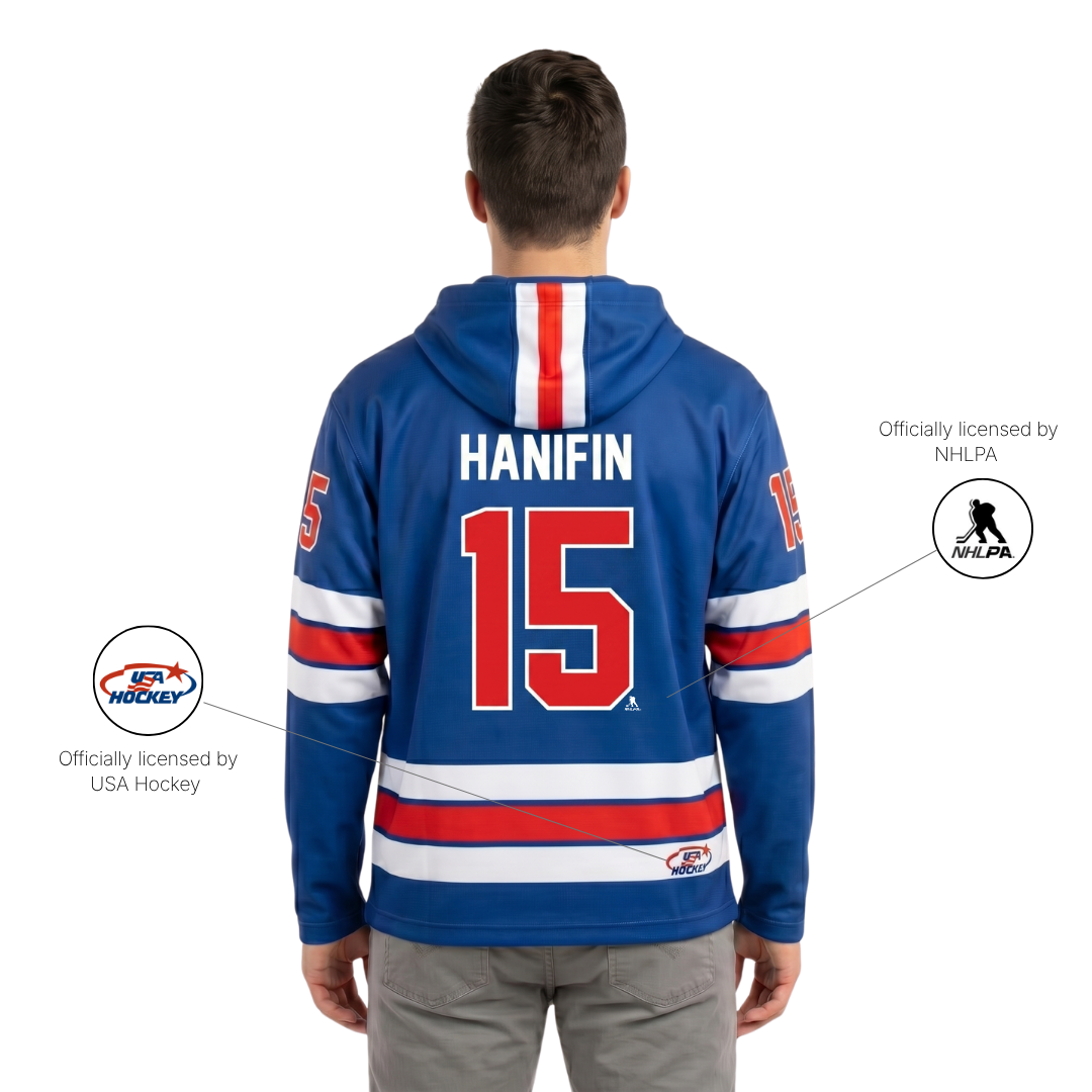 Noah Hanifin #15 (2026 Gold Champ) USA Hockey Officially Licensed Jersey Hoodie