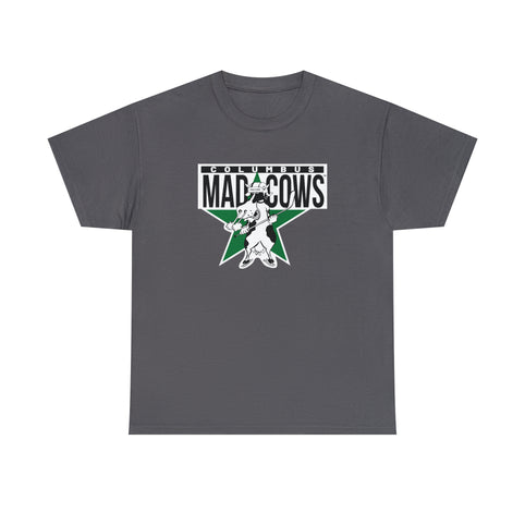 Columbus Mad Cows T-Shirt in charcoal with the cartoon cow skater on a green star on the front