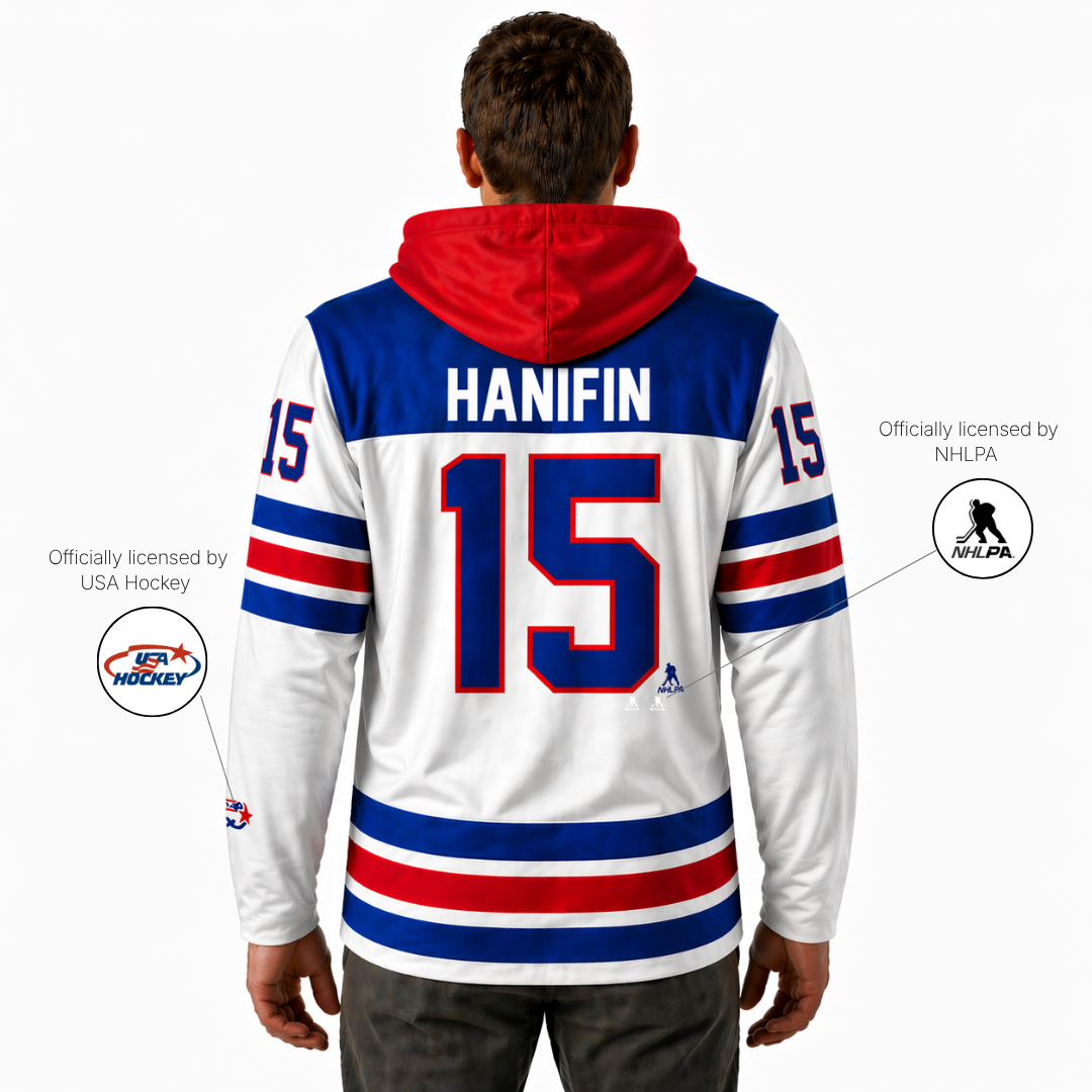Noah Hanifin #15 (2026 Gold Champ) USA Hockey Officially Licensed Jersey Hoodie