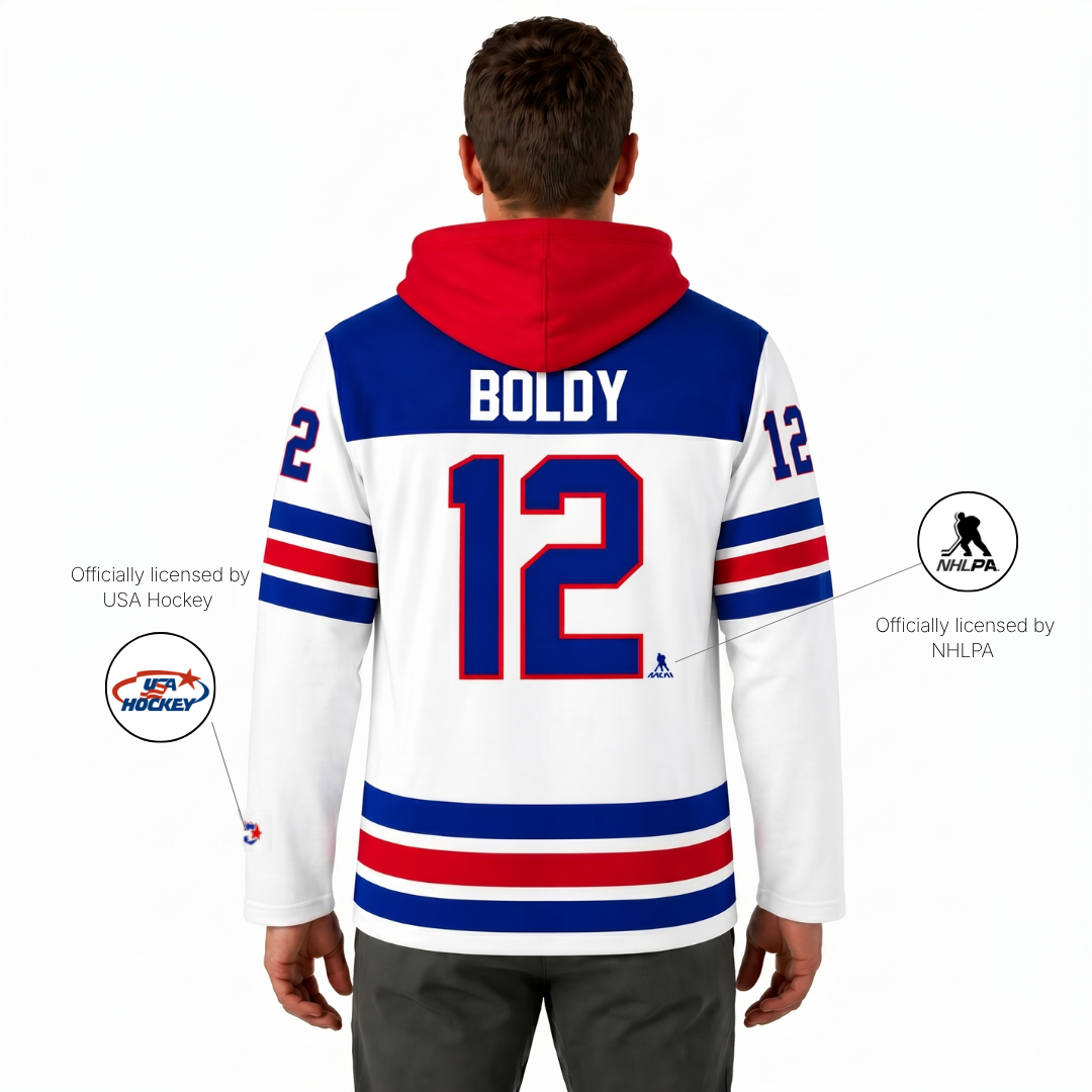 Matt Boldy #12 (2026 Gold Champ) USA Hockey Officially Licensed Jersey Hoodie