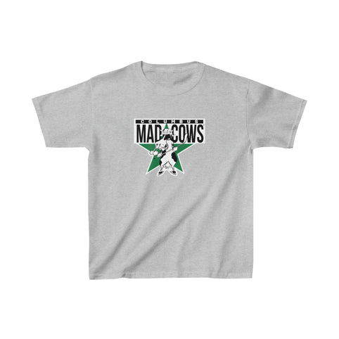 Columbus Mad Cows T-Shirt (Youth) in sport grey with the cartoon cow skater on a green star on the front