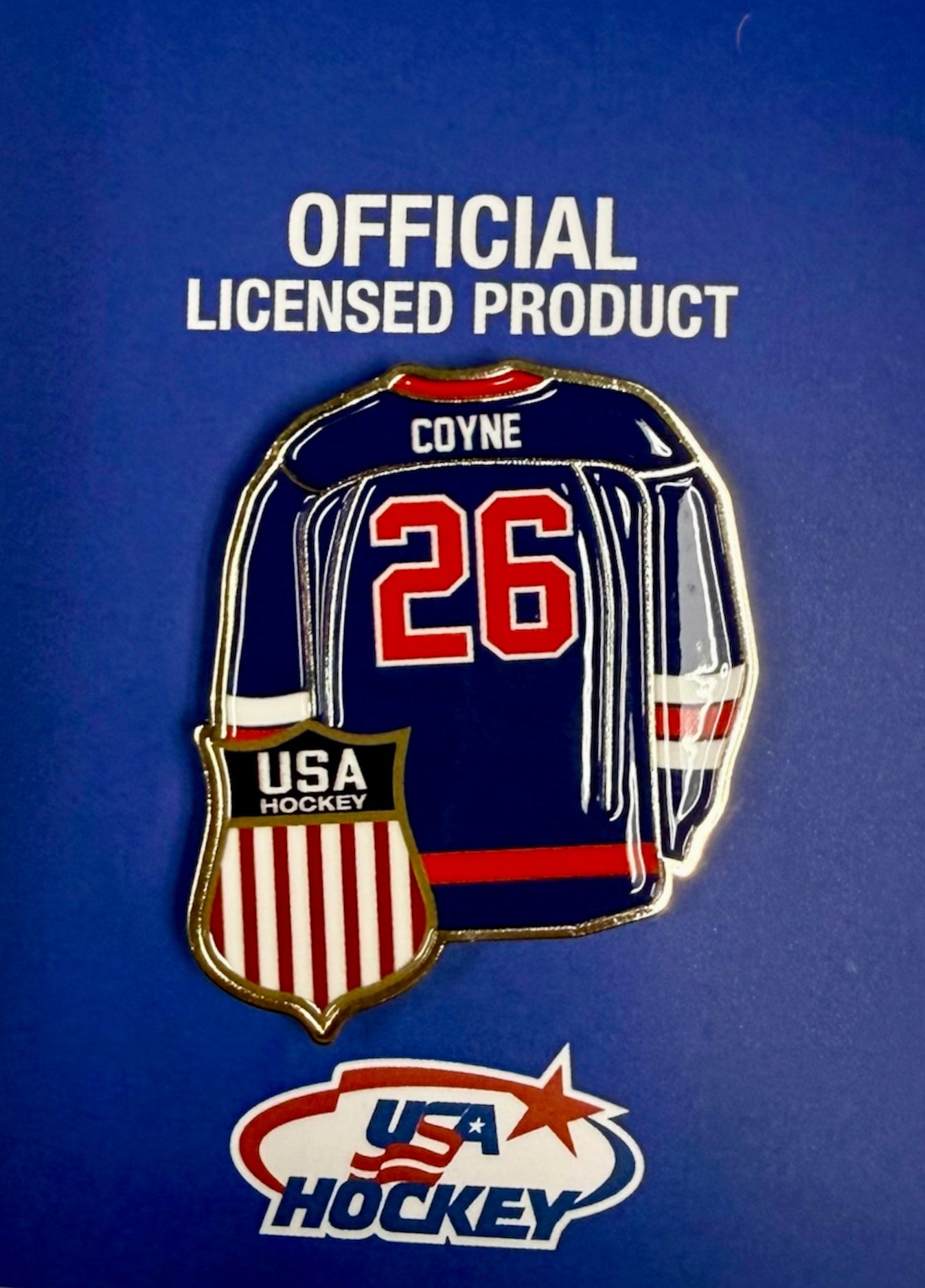 Kendall Coyne USA Hockey 2026 Blue Jersey Shield Pin