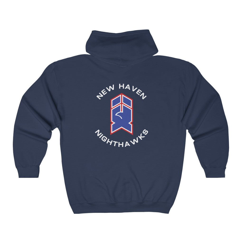 New Haven Nighthawks 1980s Hoodie (Zip), front, plain (design is on the back)