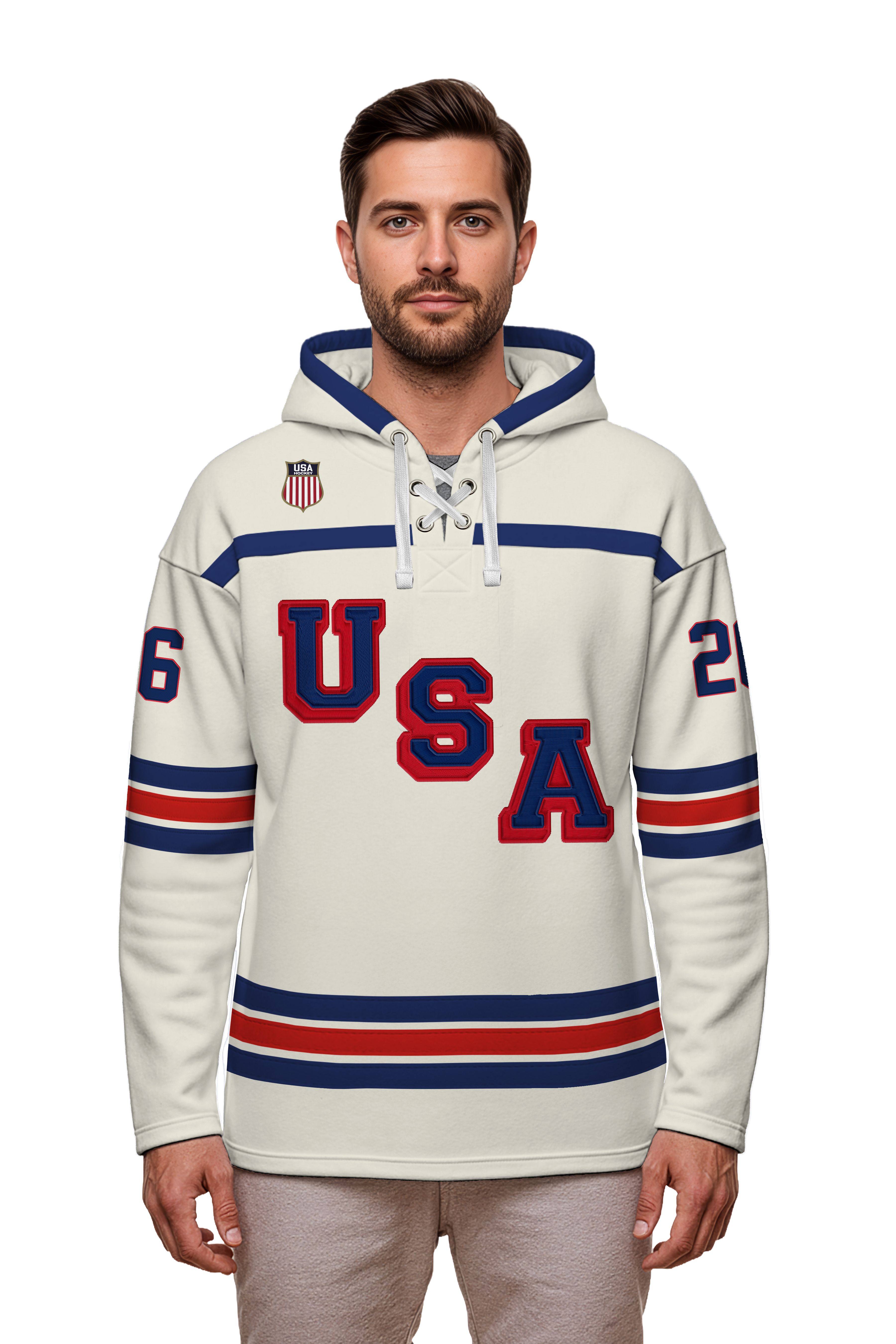 USA Hockey Shield 2026 Replica Jersey Vintage White Lace Hoodie