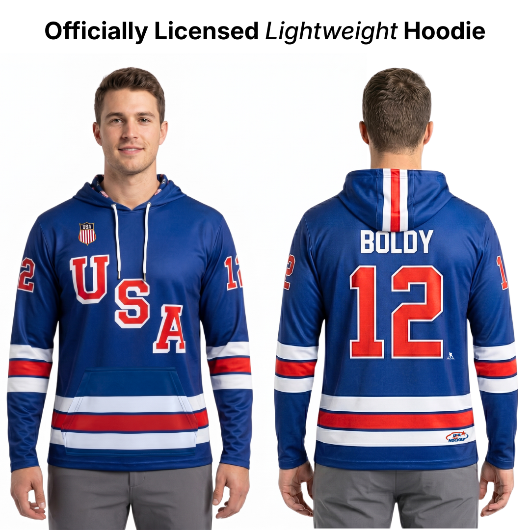 Matt Boldy #12 (2026 Gold Champ) USA Hockey Officially Licensed Jersey Hoodie