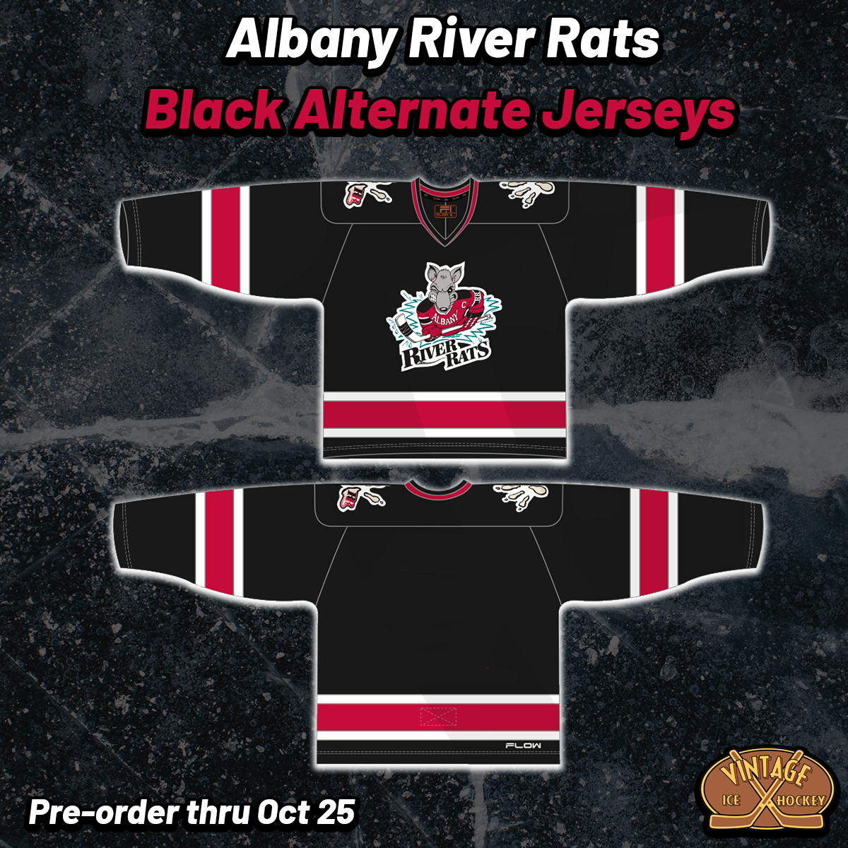 Albany River Rats® Black Alternate Jersey (BLANK - PRE-ORDER)