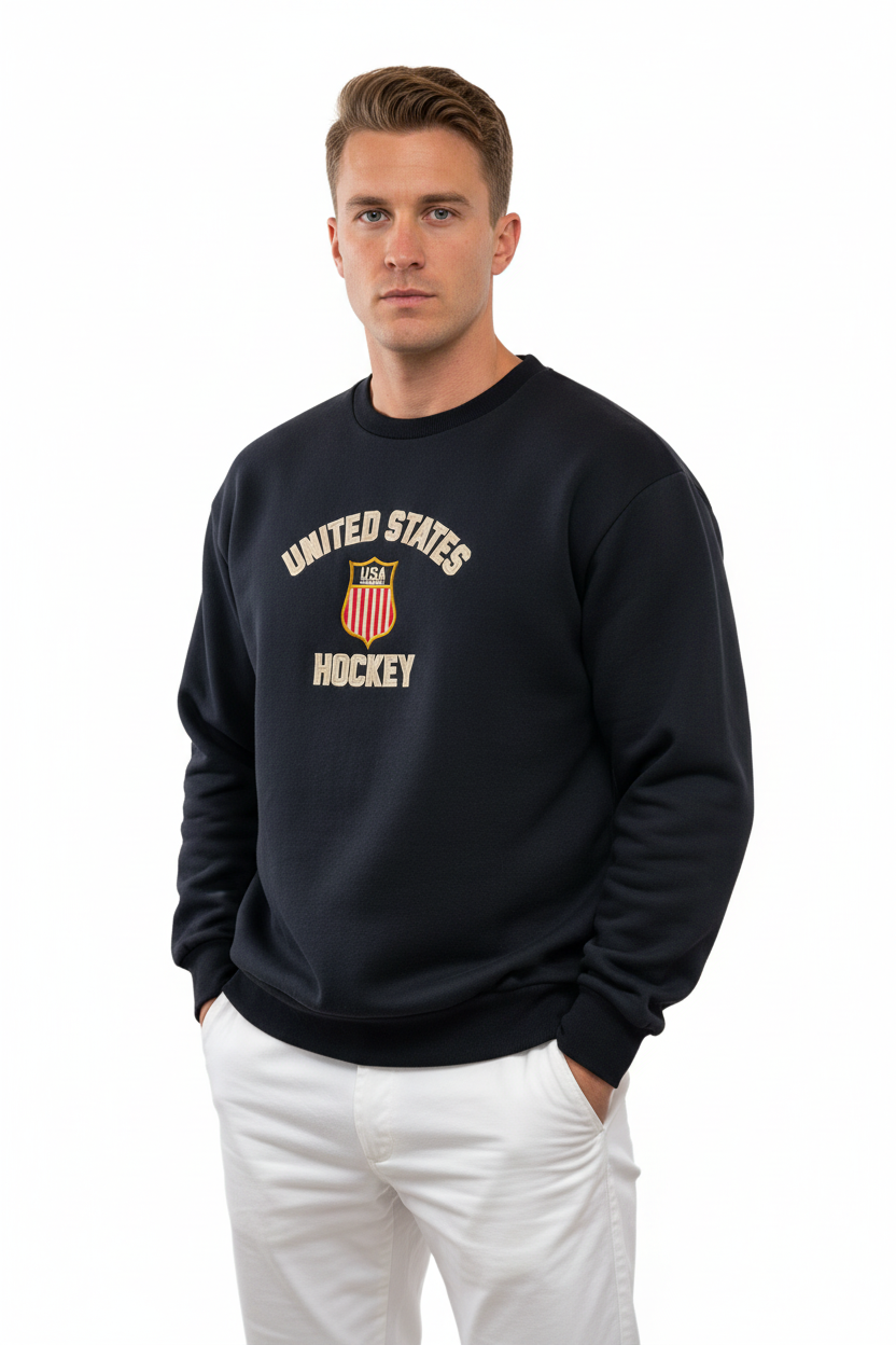USA Hockey Official United States Embroidered Cotton Navy sweatshirt (size up-run small)