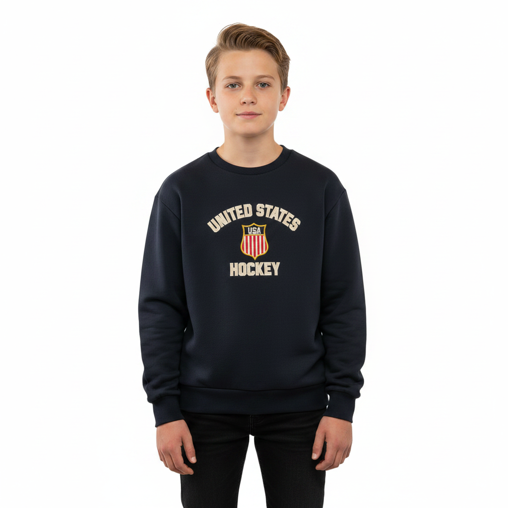 USA Hockey Official United States Embroidered Cotton Navy sweatshirt (size up-run small)