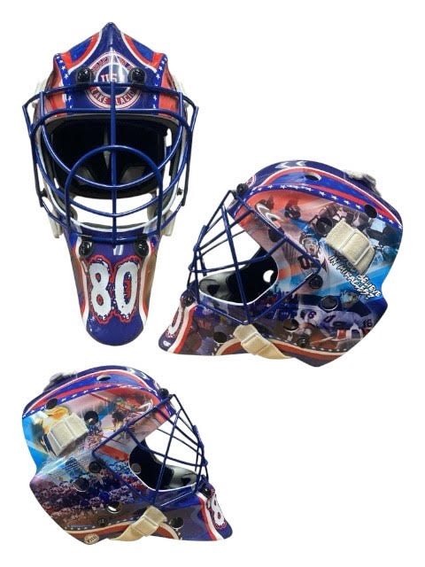 USA Hockey Miracle on Ice 1980 Blue Cage Full Size Goalie Mask
