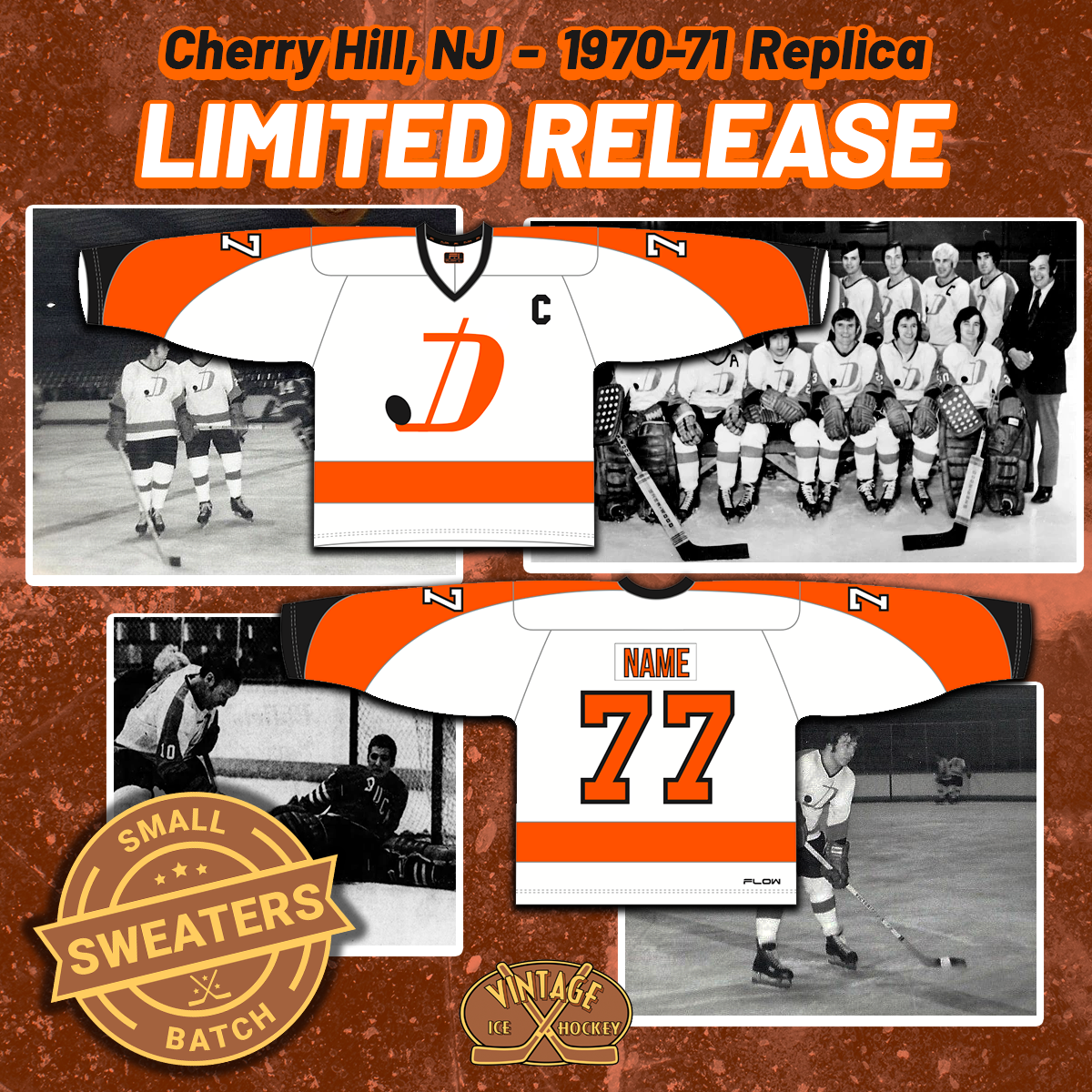 Jersey Hockey Club 1970 Replica Jersey (BLANK - PRE-ORDER)