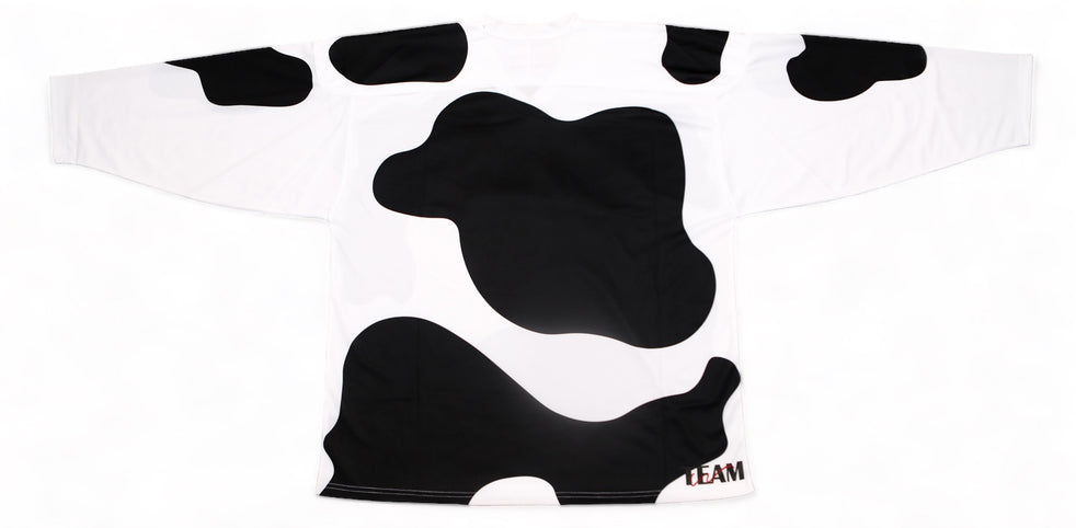Columbus Mad Cows jersey, blank back with no name or number, sleeves spread