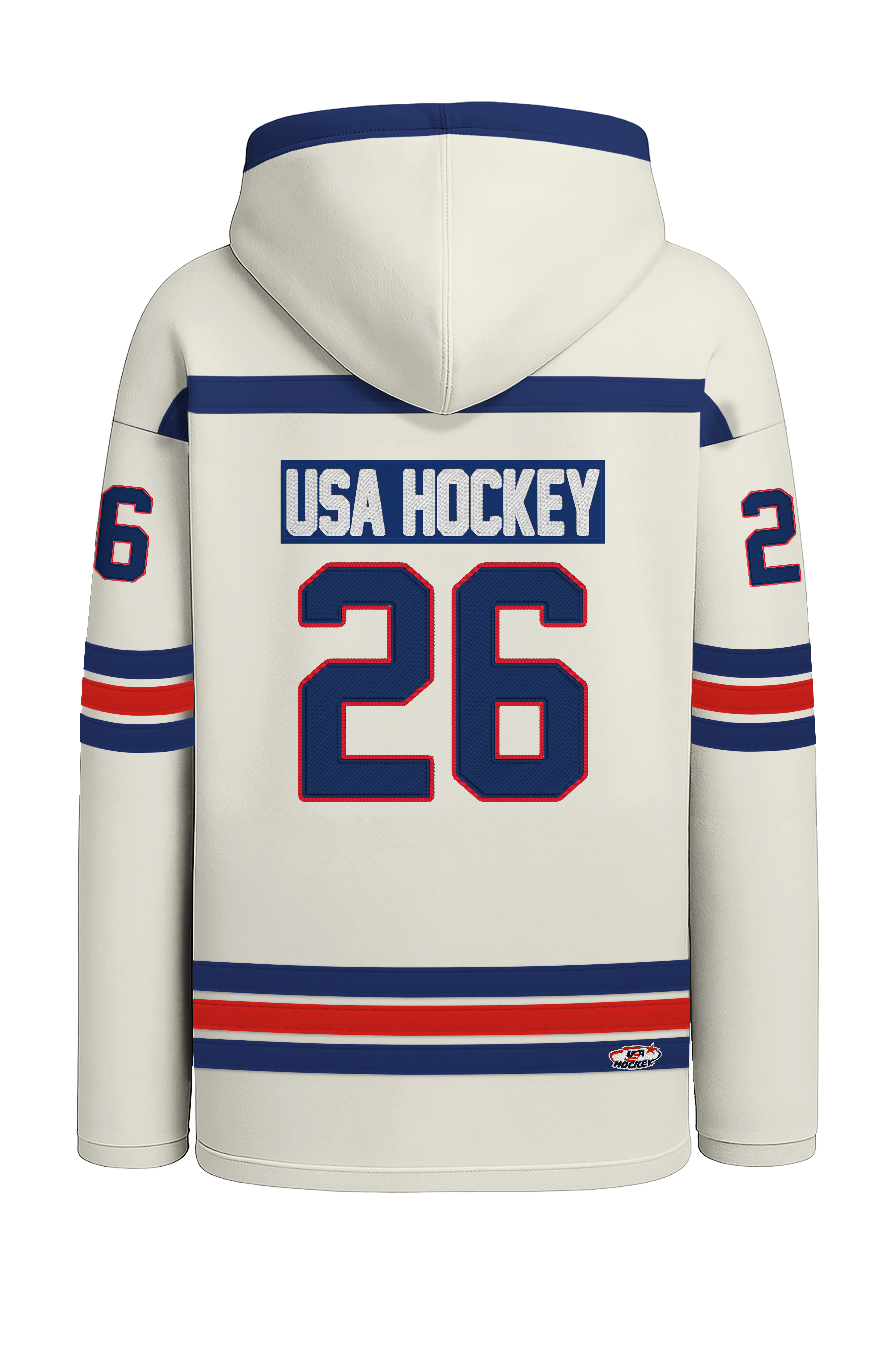 USA Hockey Shield 2026 Replica Jersey Vintage White Lace Hoodie - Adult Large
