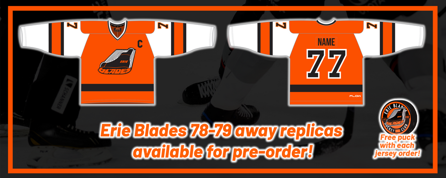 Erie Blades Jerseys available for pre-order!