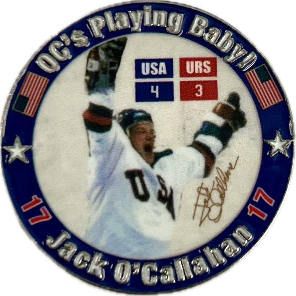 Jack O'Callahan Officially licensed Miracle on Ice 1980 "O.C. is playing, baby!" Collectors Pin